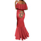 African American Heroes Mermaid Dress Montford Point Marines - Red - African Pride