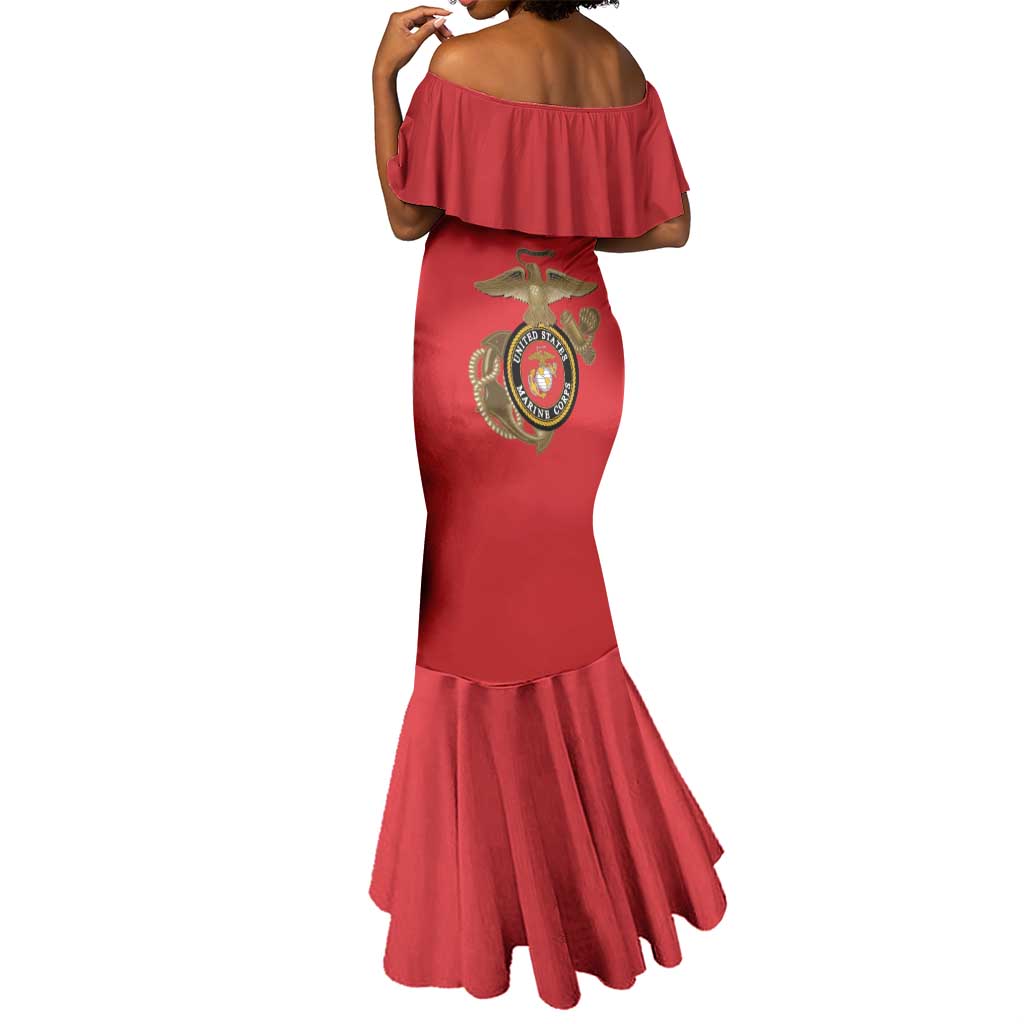 African American Heroes Mermaid Dress Montford Point Marines - Red - African Pride