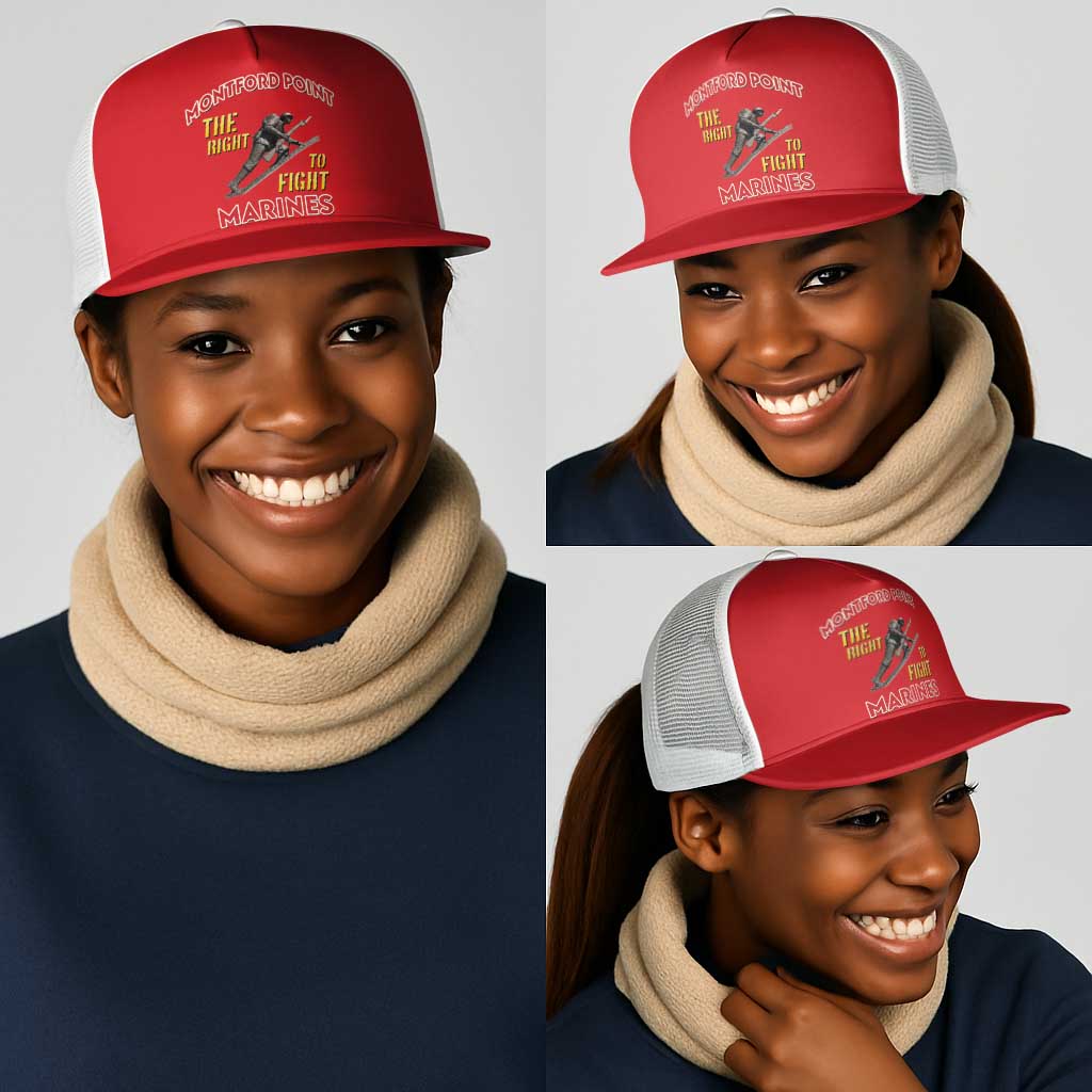 Montford Point Marines Mesh Trucker Cap The Right To Fight - Red - African Pride