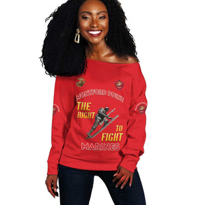 African American Heroes Off Shoulder Sweater Montford Point Marines - Red - African Pride