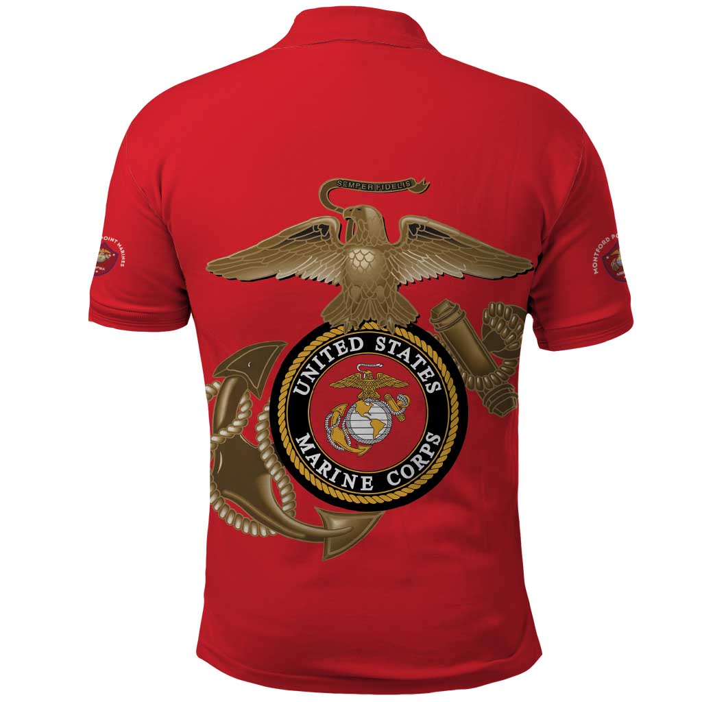 African American Heroes Polo Shirt Montford Point Marines - Red - African Pride