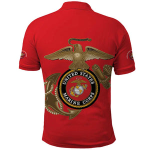 African American Heroes Polo Shirt Montford Point Marines - Red - African Pride