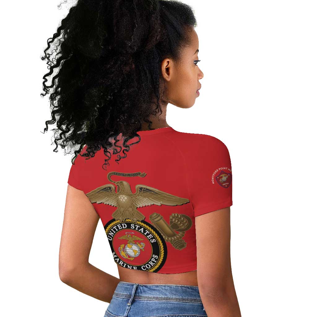 African American Heroes Raglan Cropped T shirt Montford Point Marines - Red - African Pride