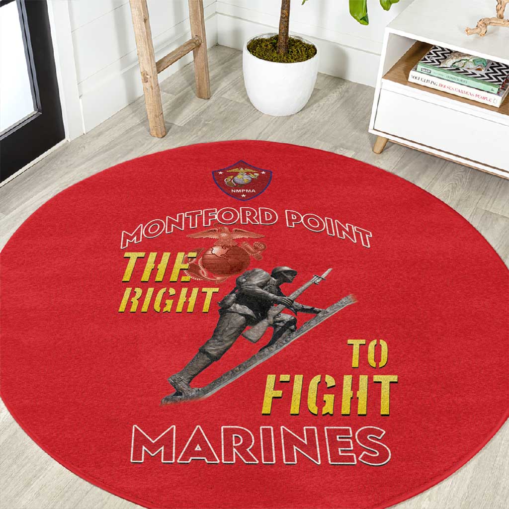 African American Heroes Round Carpet Montford Point Marines - Red - African Pride