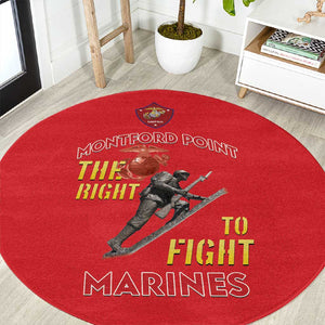 African American Heroes Round Carpet Montford Point Marines - Red - African Pride