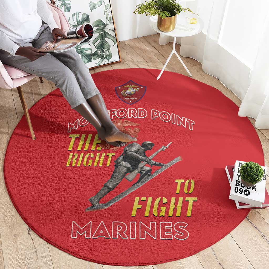African American Heroes Round Carpet Montford Point Marines - Red - African Pride
