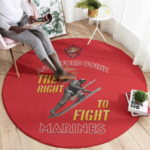 African American Heroes Round Carpet Montford Point Marines - Red - African Pride