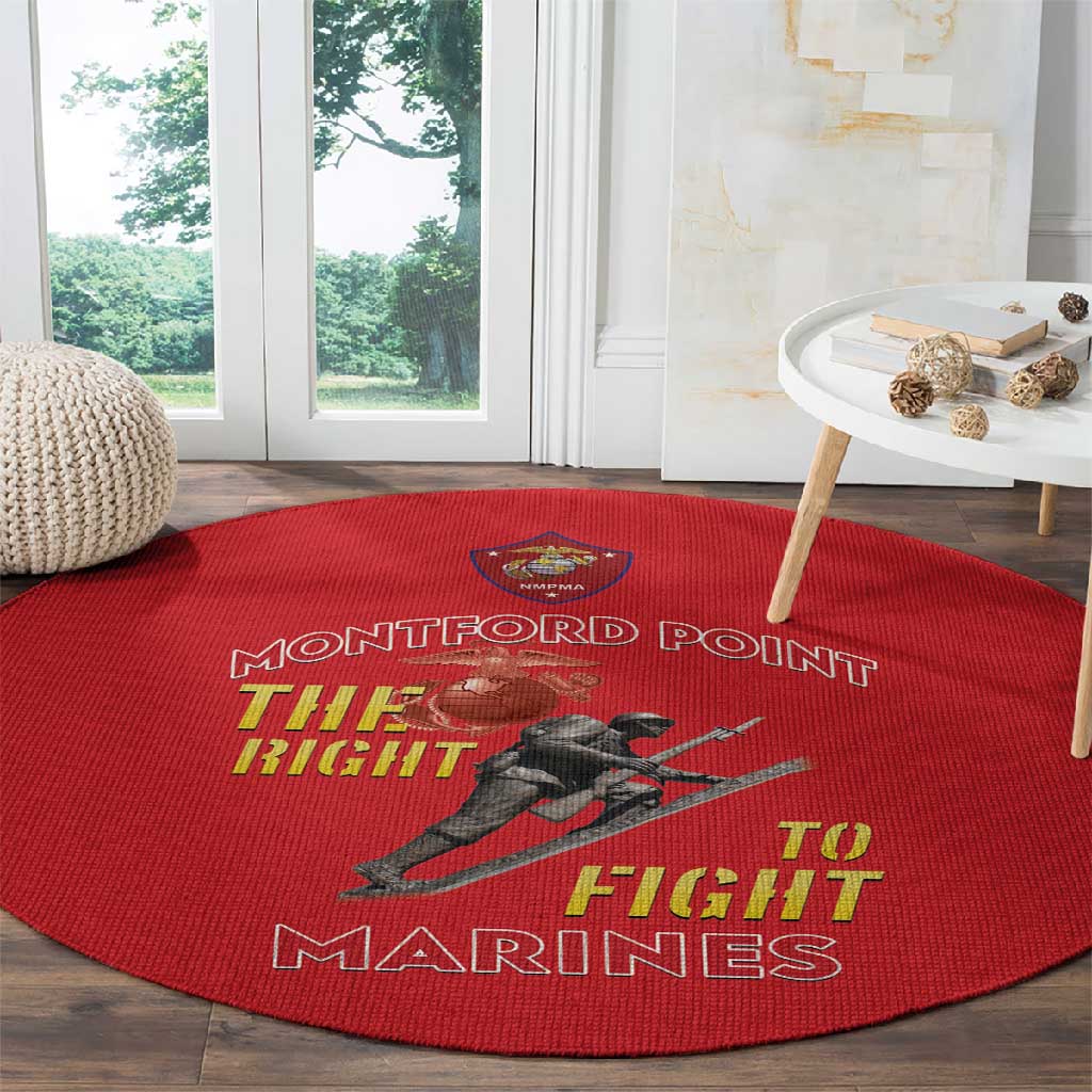 African American Heroes Round Carpet Montford Point Marines - Red - African Pride