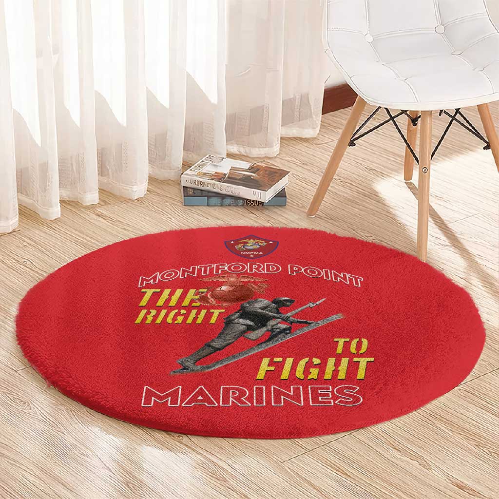 African American Heroes Round Carpet Montford Point Marines - Red - African Pride