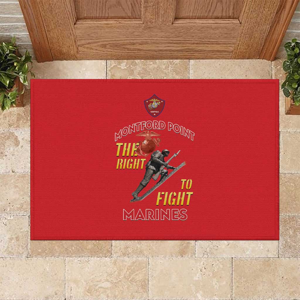 African American Heroes Rubber Doormat Montford Point Marines - Red - African Pride