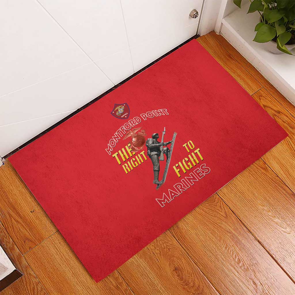 African American Heroes Rubber Doormat Montford Point Marines - Red - African Pride