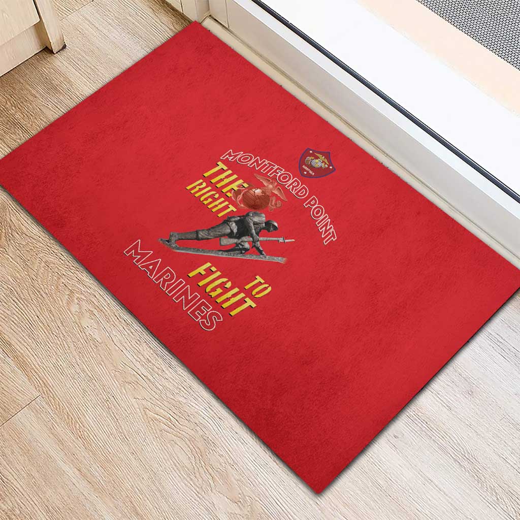 African American Heroes Rubber Doormat Montford Point Marines - Red - African Pride