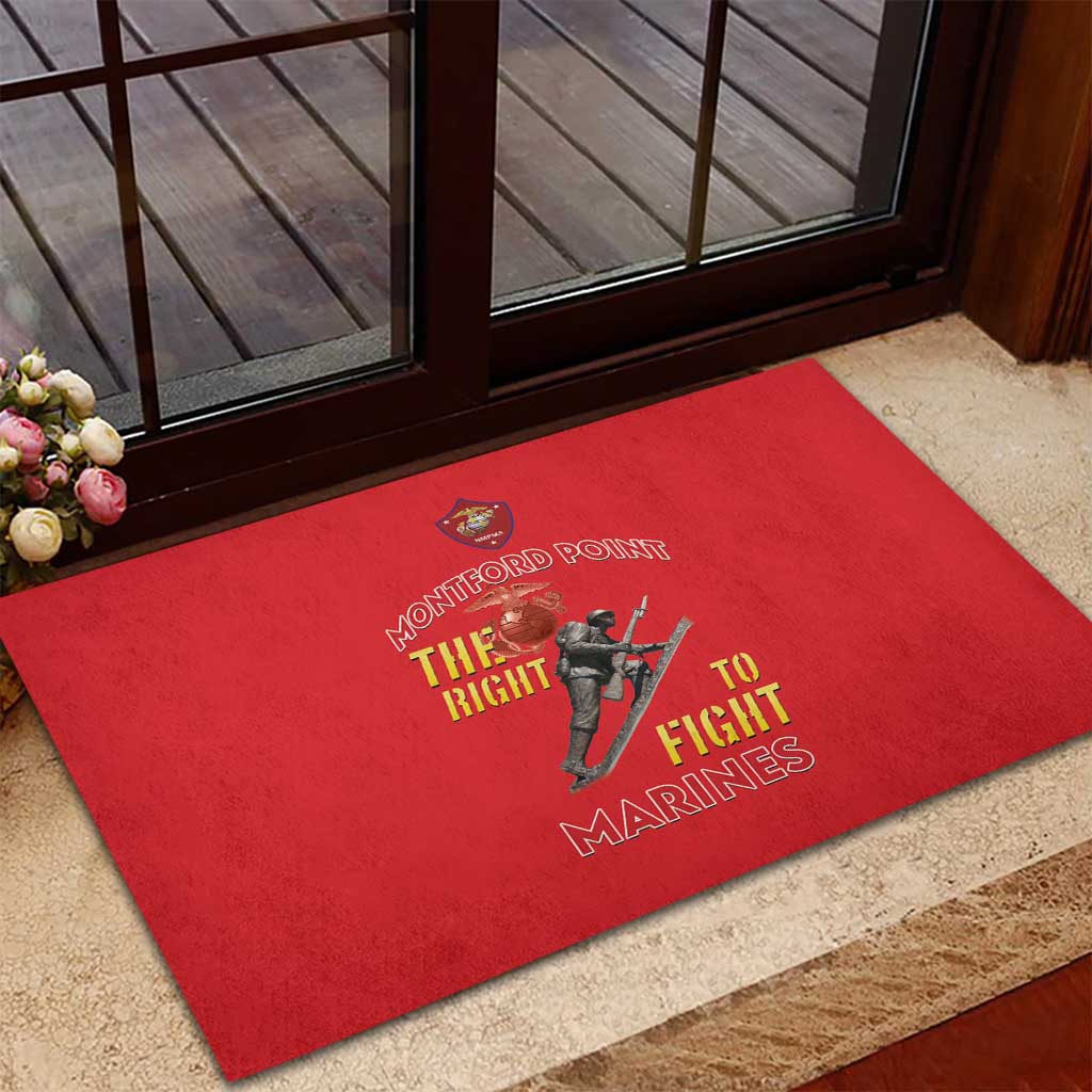 African American Heroes Rubber Doormat Montford Point Marines - Red - African Pride