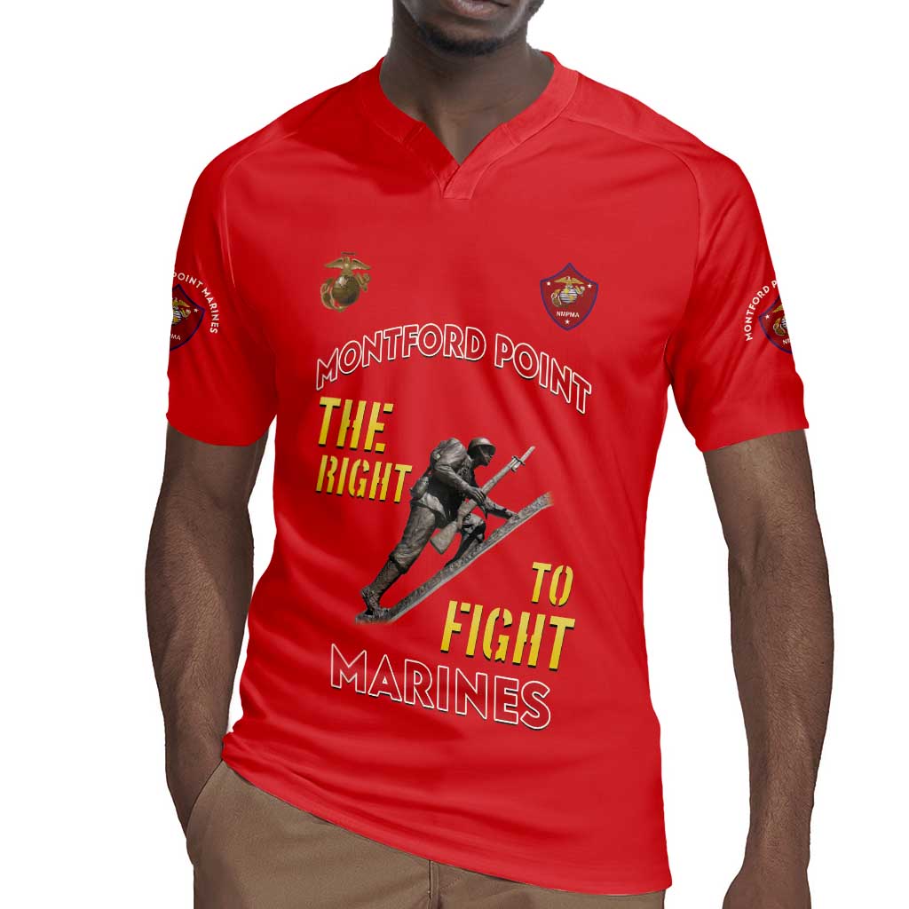 African American Heroes Rugby Jersey Montford Point Marines - Red - African Pride