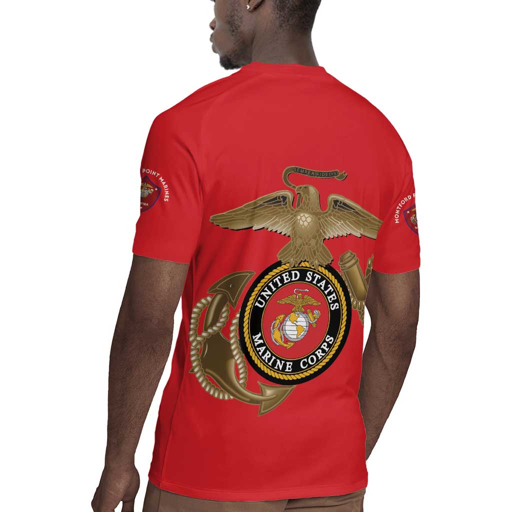 African American Heroes Rugby Jersey Montford Point Marines - Red - African Pride