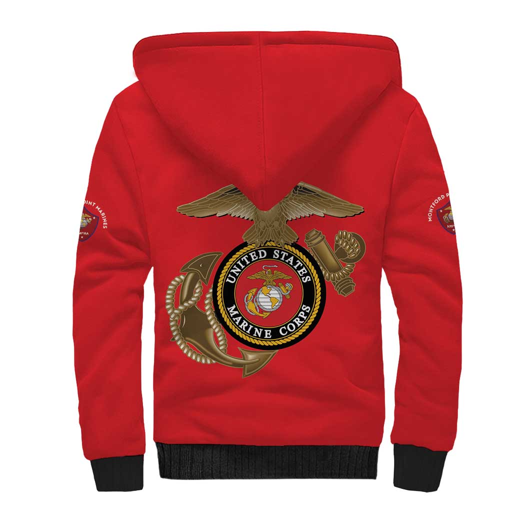 African American Heroes Sherpa Hoodie Montford Point Marines - Red - African Pride