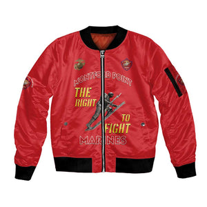 African American Heroes Sleeve Zip Bomber Jacket Montford Point Marines - Red - African Pride