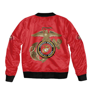 African American Heroes Sleeve Zip Bomber Jacket Montford Point Marines - Red - African Pride