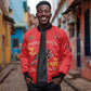 African American Heroes Sleeve Zip Bomber Jacket Montford Point Marines - Red - African Pride