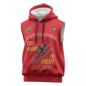 African American Heroes Sleeveless Hoodie Montford Point Marines - Red - African Pride