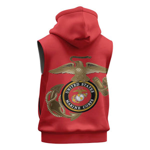 African American Heroes Sleeveless Hoodie Montford Point Marines - Red - African Pride