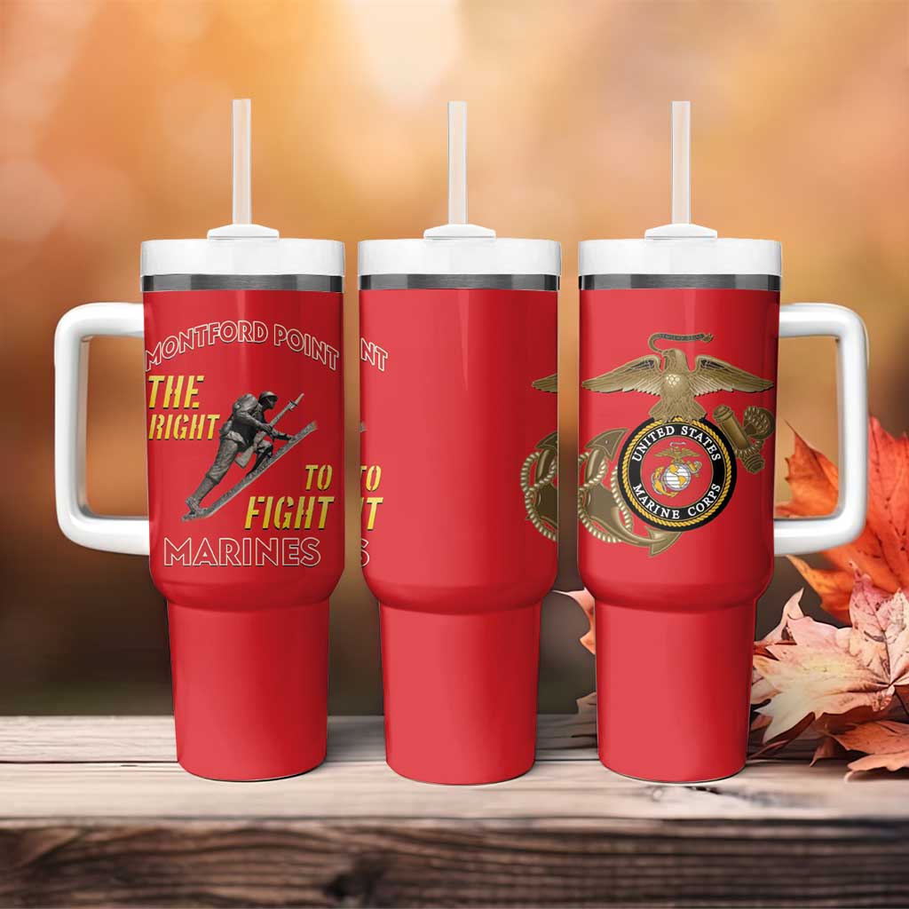 African American Heroes Tumbler With Handle Montford Point Marines - Red - African Pride