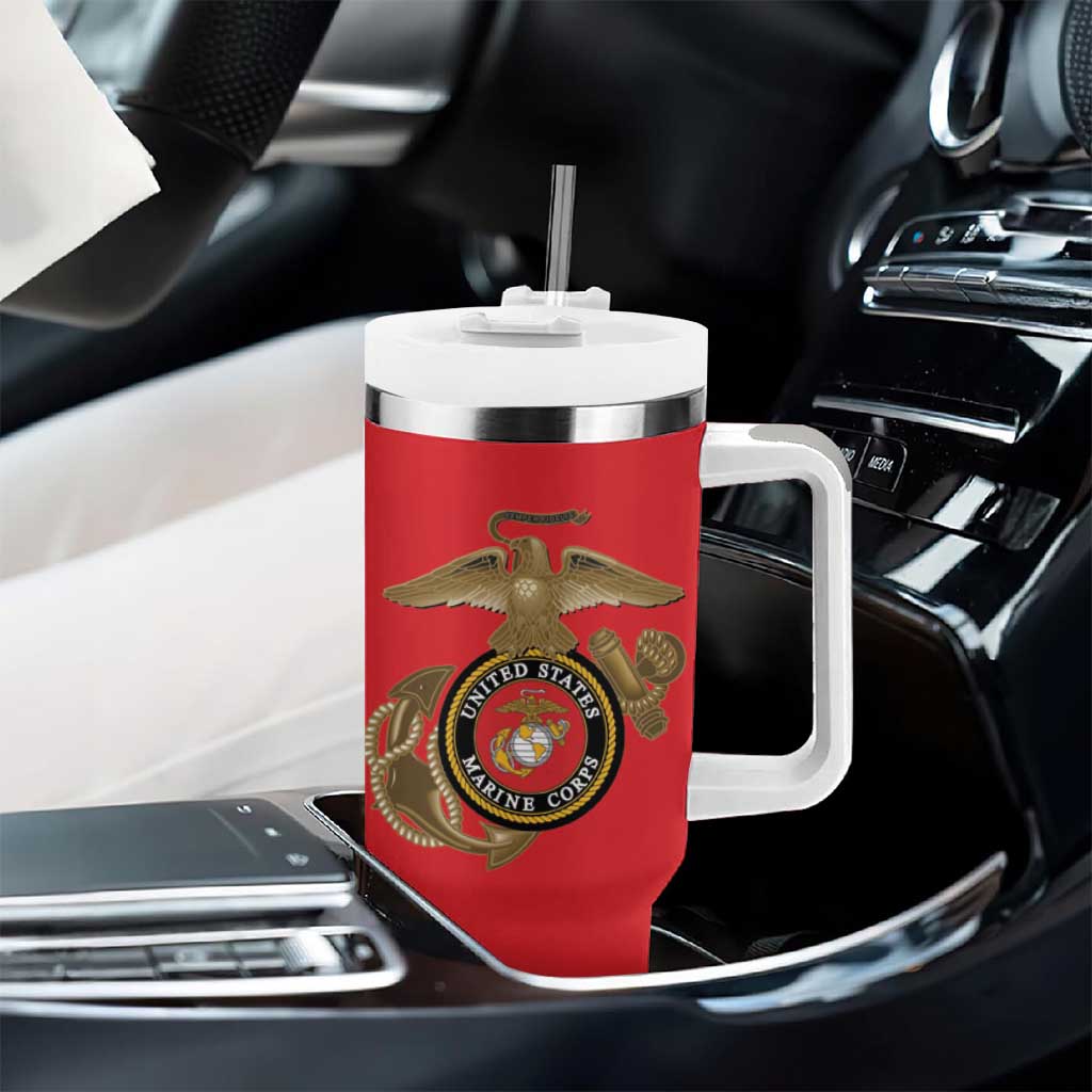African American Heroes Tumbler With Handle Montford Point Marines - Red - African Pride