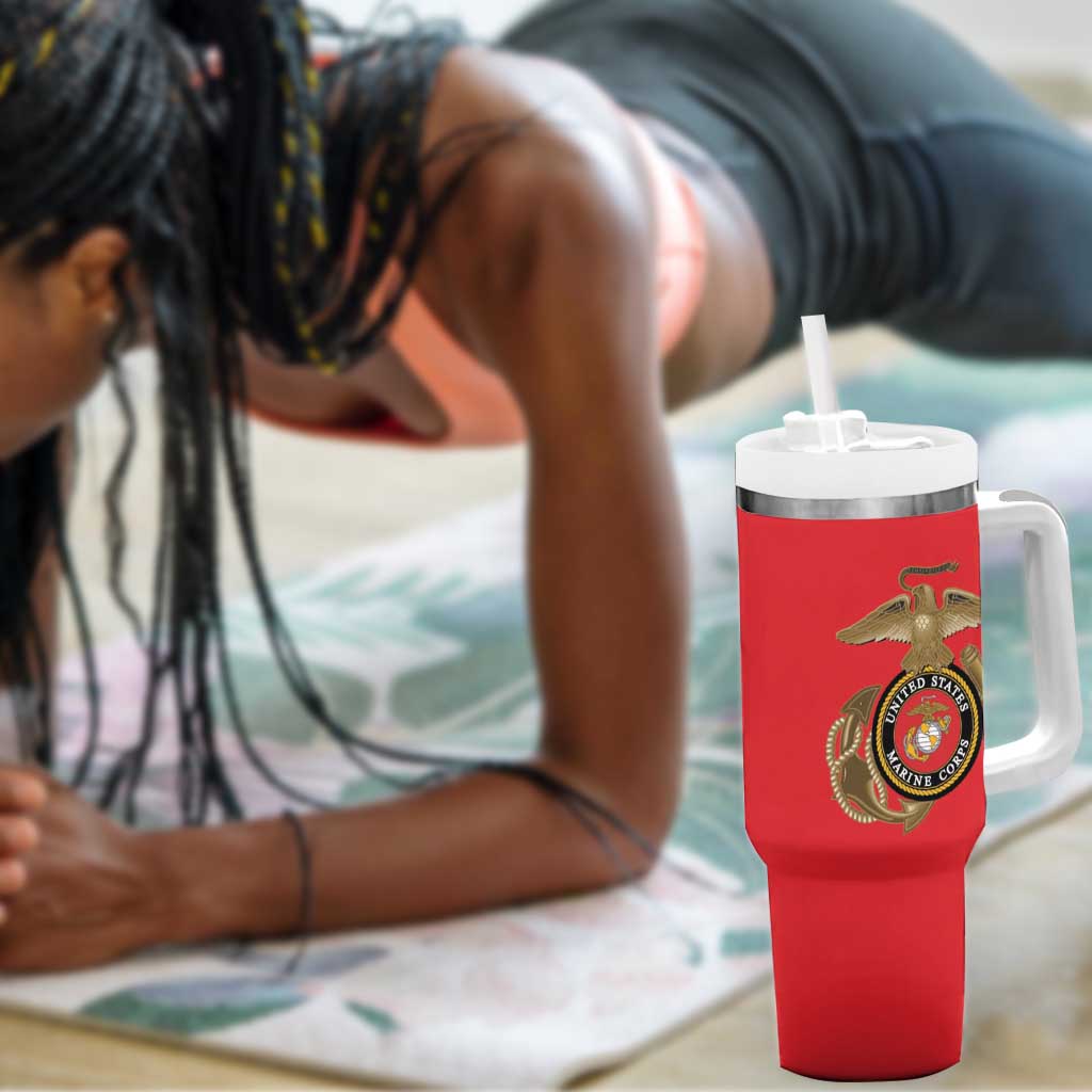 African American Heroes Tumbler With Handle Montford Point Marines - Red - African Pride