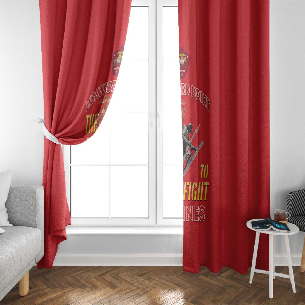 African American Heroes Window Curtain Montford Point Marines - Red - African Pride