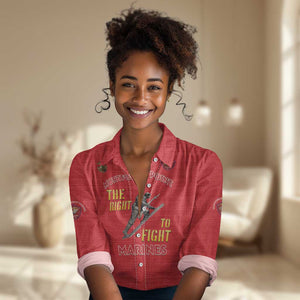 African American Heroes Women Casual Shirt Montford Point Marines - Red - African Pride