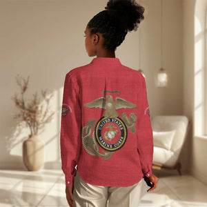 African American Heroes Women Casual Shirt Montford Point Marines - Red - African Pride
