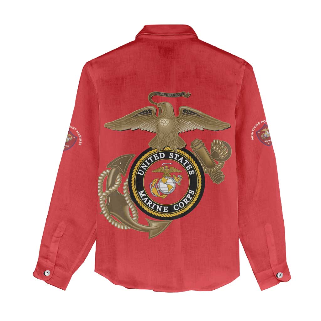 African American Heroes Women Casual Shirt Montford Point Marines - Red - African Pride