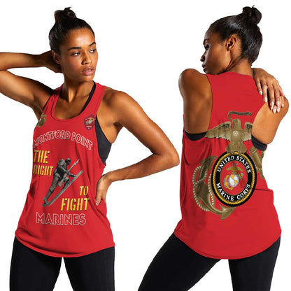 African American Heroes Women Racerback Tank Montford Point Marines - Red - African Pride