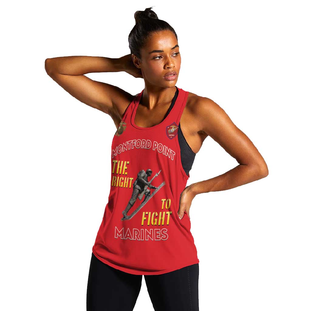African American Heroes Women Racerback Tank Montford Point Marines - Red - African Pride