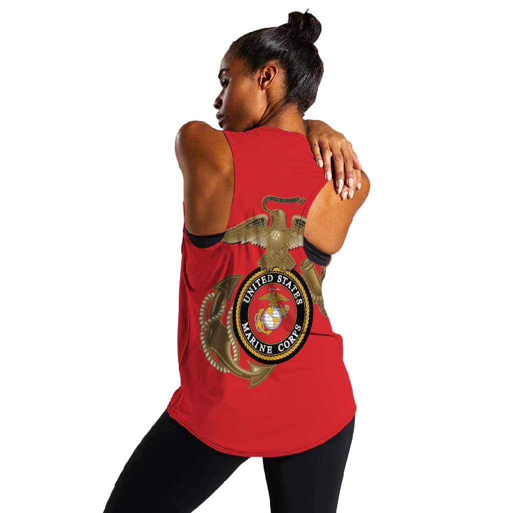 African American Heroes Women Racerback Tank Montford Point Marines - Red - African Pride