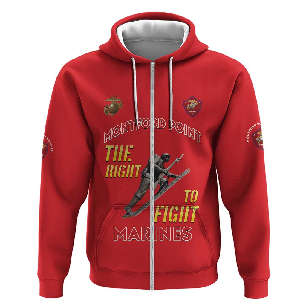 African American Heroes Zip Hoodie Montford Point Marines - Red - African Pride