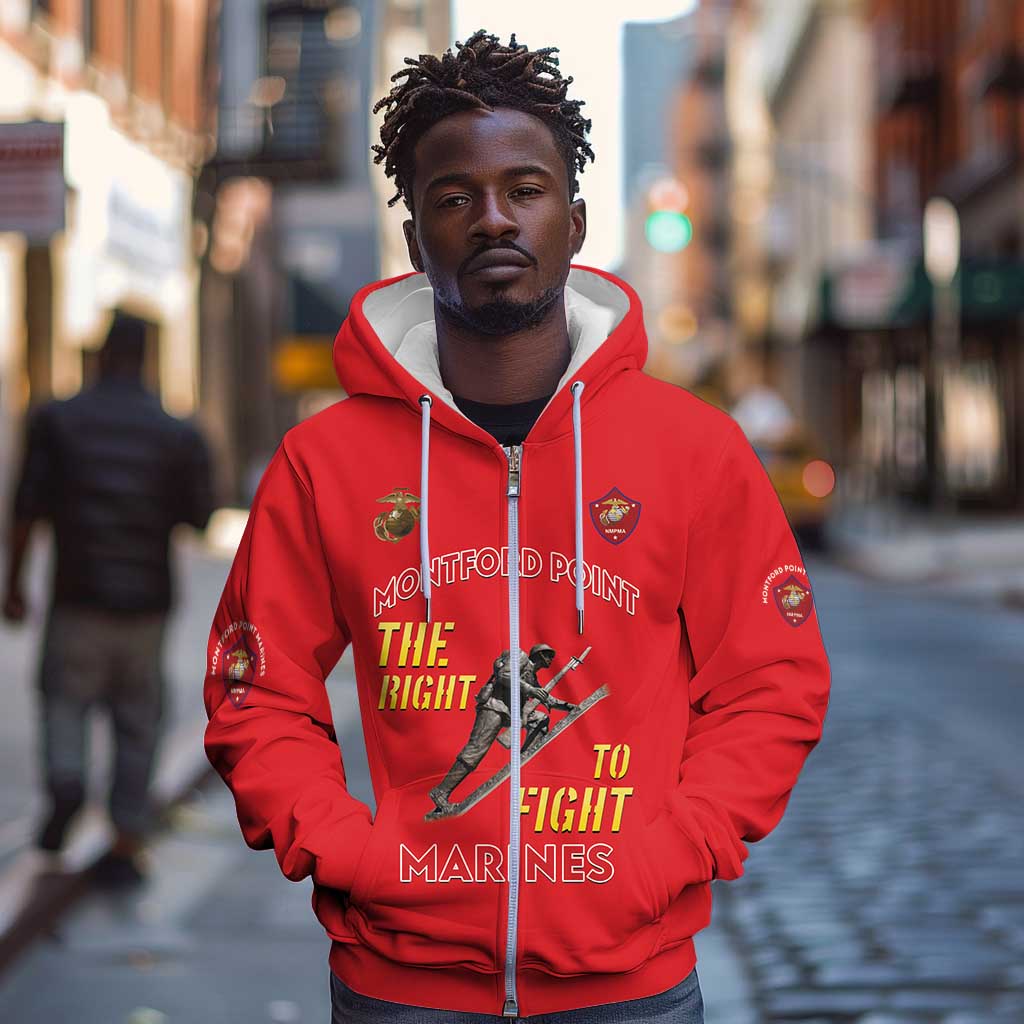 African American Heroes Zip Hoodie Montford Point Marines - Red - African Pride