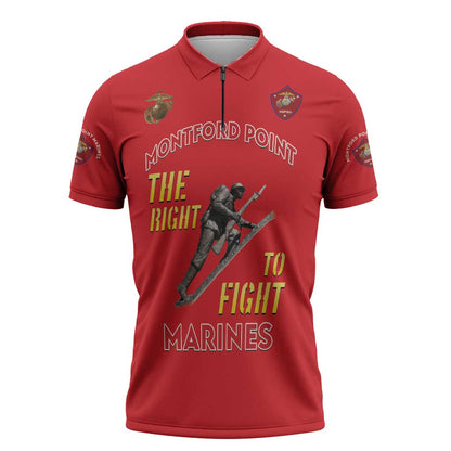 Montford Point Marines Zipper Polo Shirt The Right To Fight - Red
