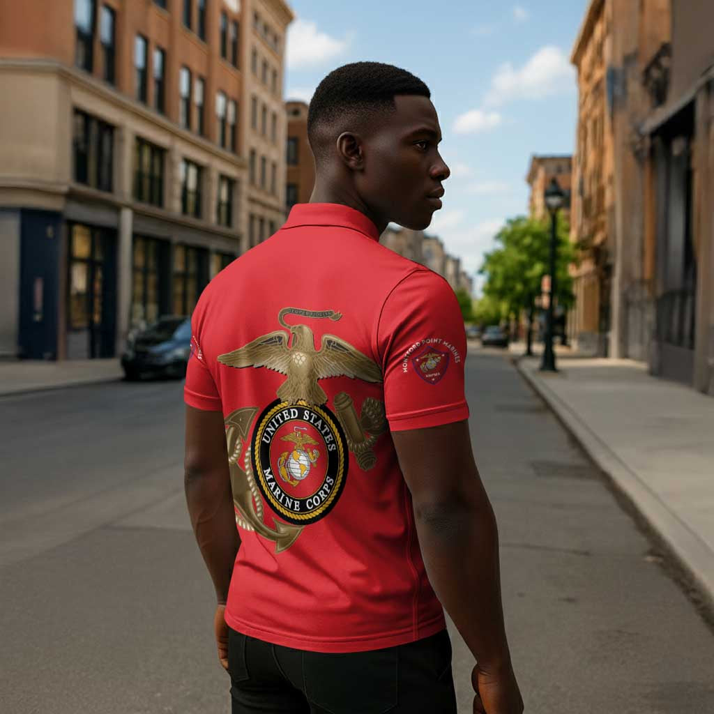 Montford Point Marines Zipper Polo Shirt The Right To Fight - Red