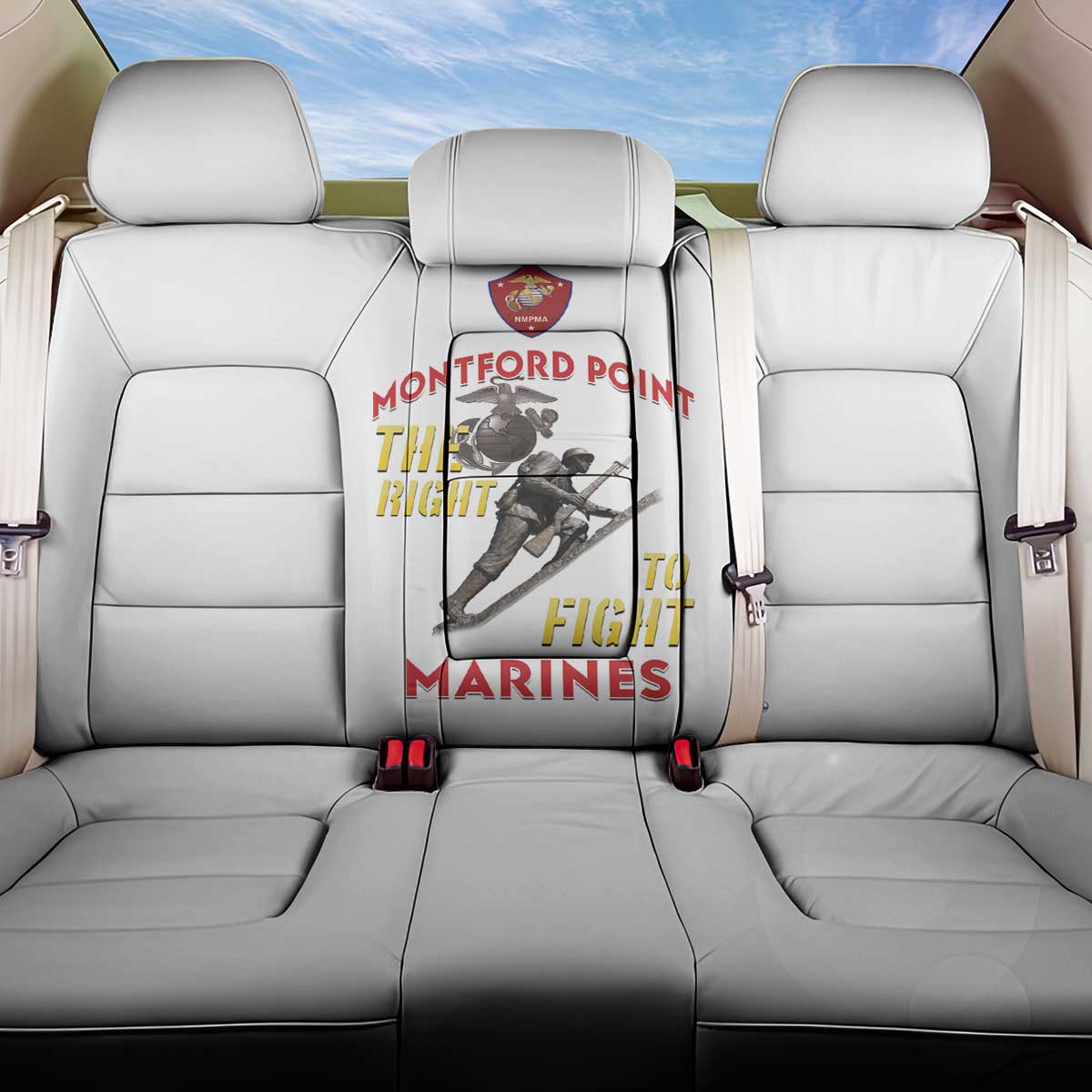 African American Heroes Back Car Seat Cover Montford Point Marines - White - African Pride