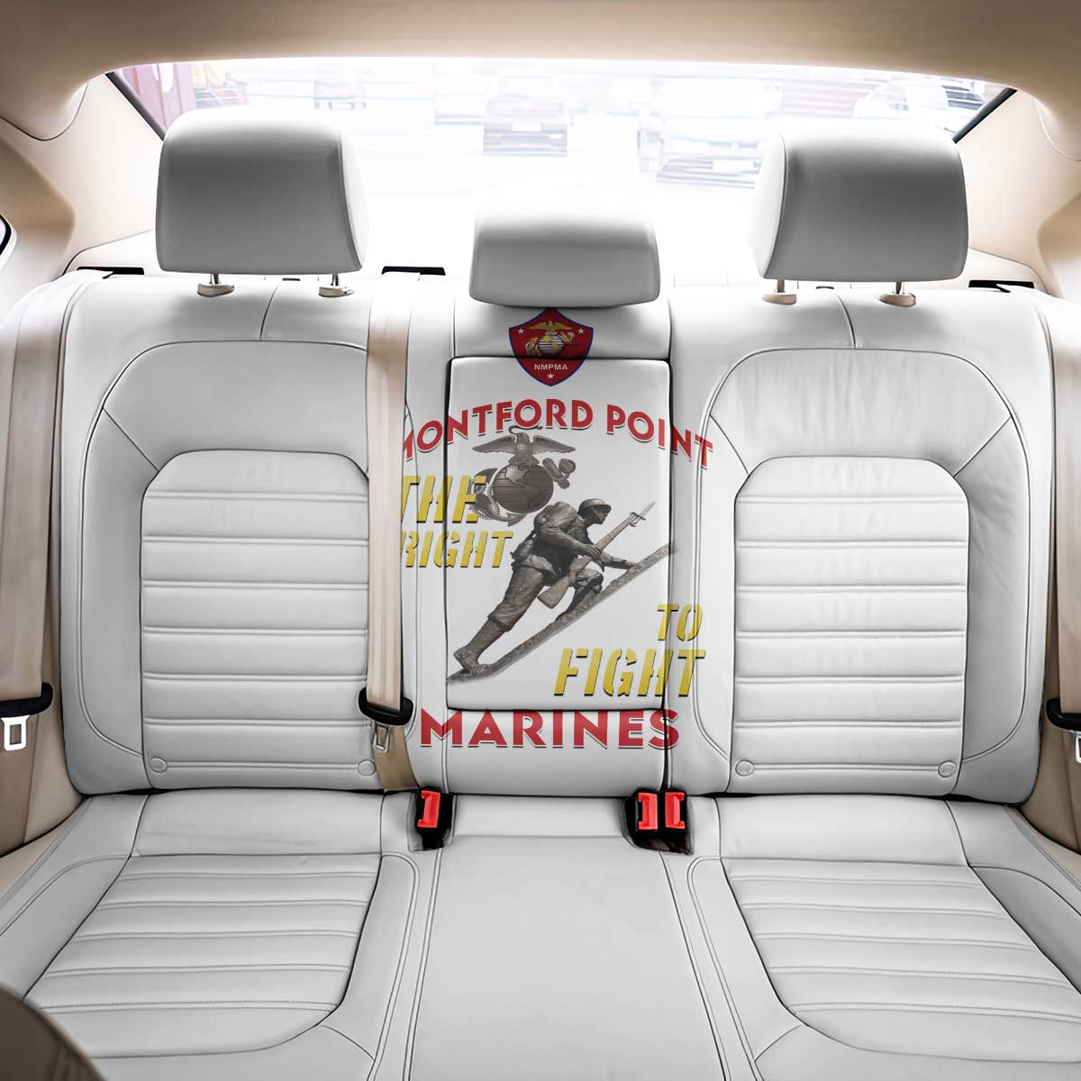African American Heroes Back Car Seat Cover Montford Point Marines - White - African Pride