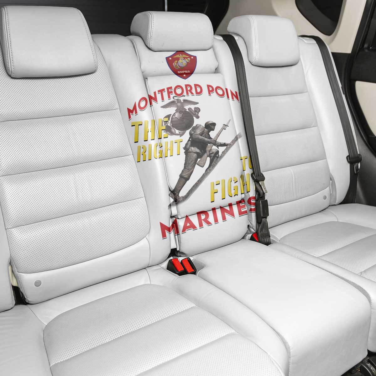 African American Heroes Back Car Seat Cover Montford Point Marines - White - African Pride