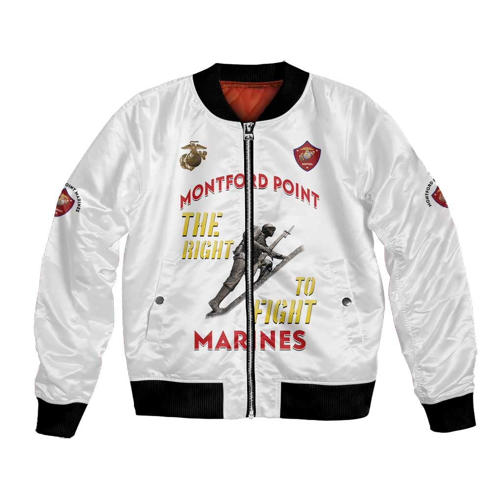 African American Heroes Bomber Jacket Montford Point Marines - White - African Pride