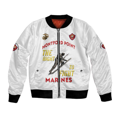 African American Heroes Bomber Jacket Montford Point Marines - White - African Pride