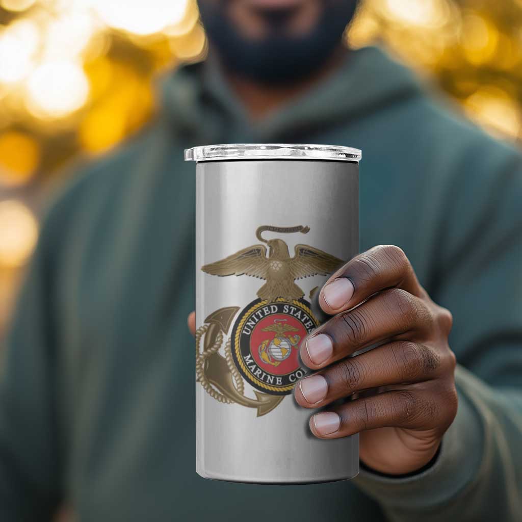 African American Heroes 4 in 1 Can Cooler Tumbler Montford Point Marines - White - African Pride