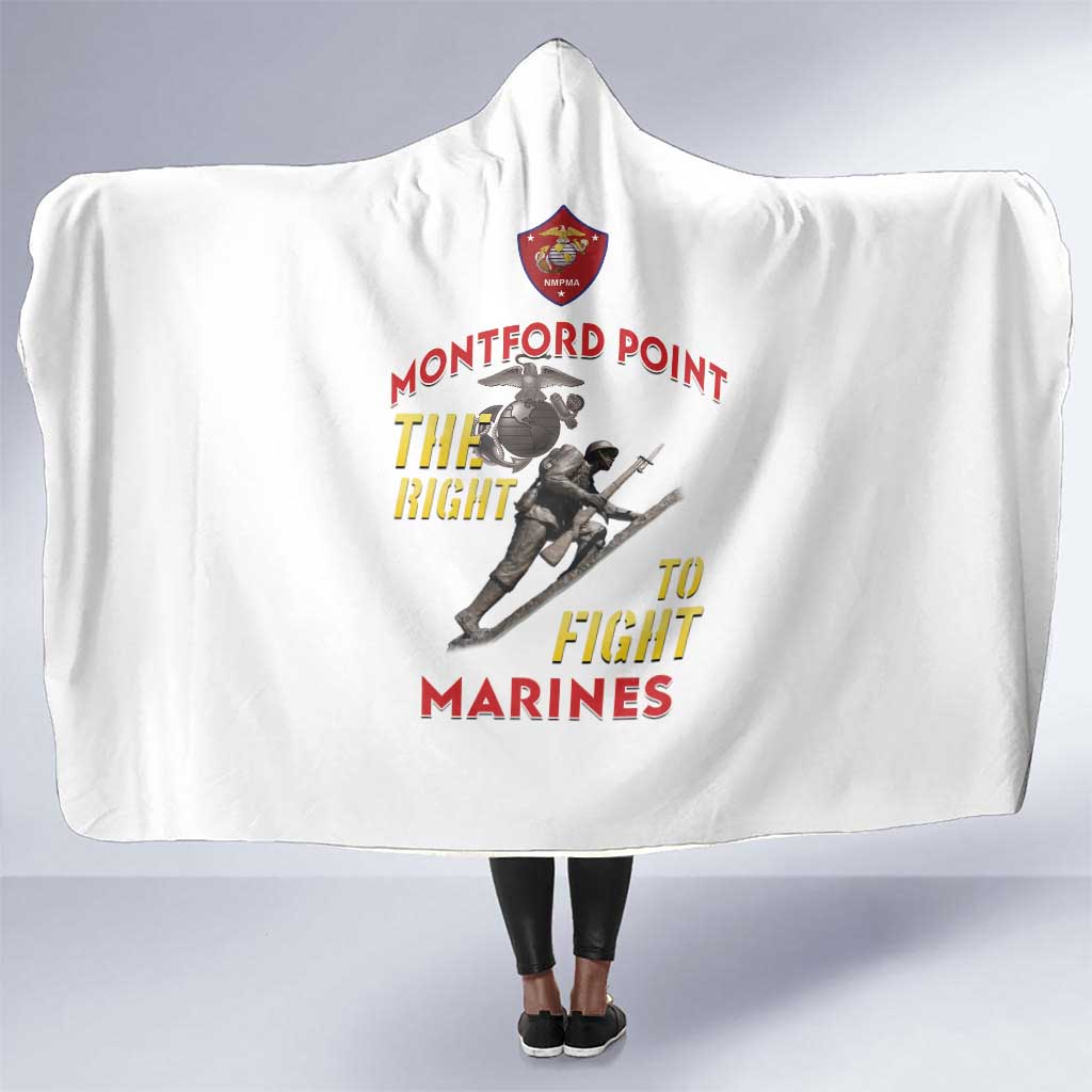 African American Heroes Hooded Blanket Montford Point Marines - White - African Pride