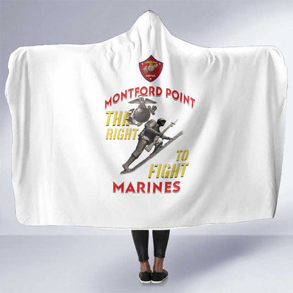 African American Heroes Hooded Blanket Montford Point Marines - White - African Pride