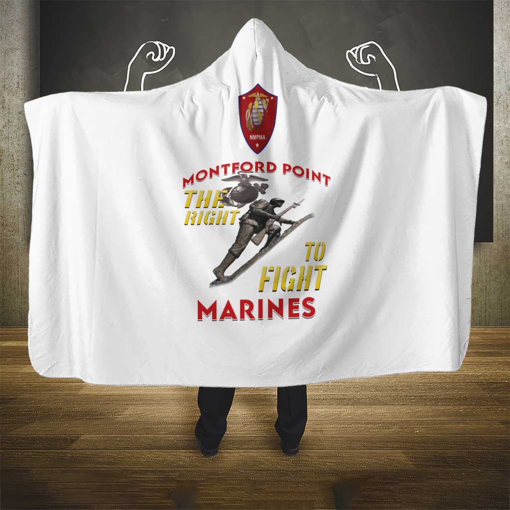 African American Heroes Hooded Blanket Montford Point Marines - White - African Pride