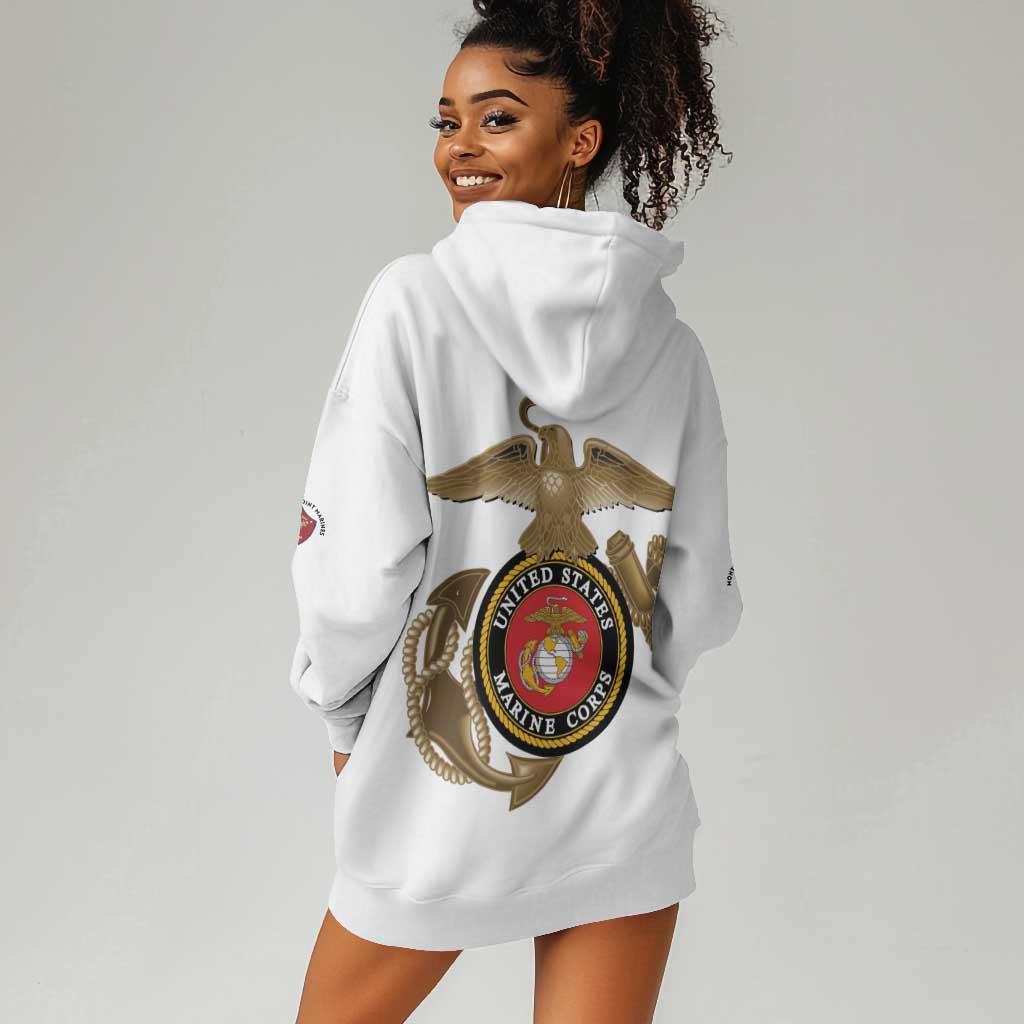 African American Heroes Hoodie Dress Montford Point Marines - White - African Pride