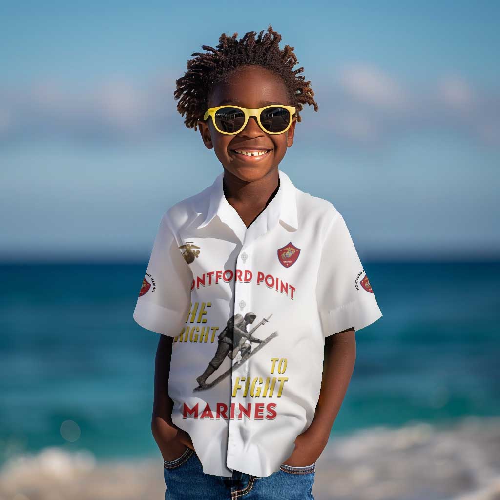 African American Heroes Kid Hawaiian Shirt Montford Point Marines - White - African Pride